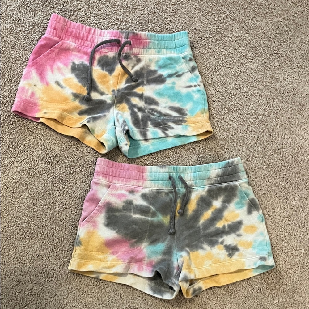 SO Tie-Dye Cotton Lounge Shorts in Pink, Yellow, Teal, Gray
